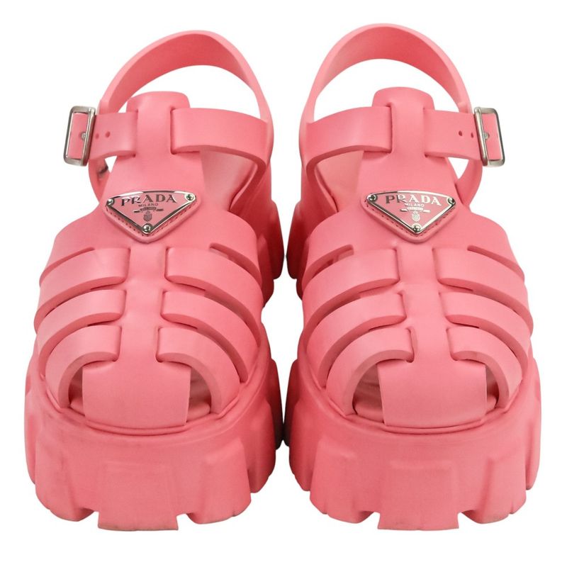 Prada Monolith Triangle Logo Plate Platform Rubber Sandals 1x853m Size 38 About