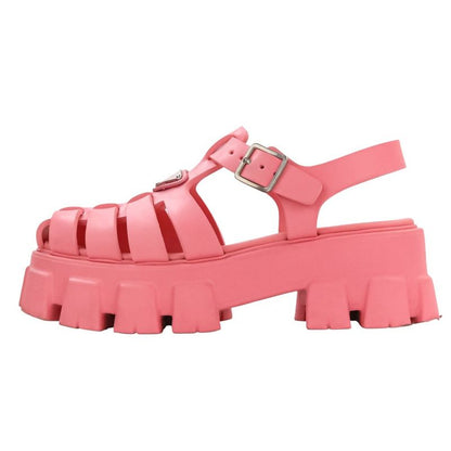 Prada Monolith Triangle Logo Plate Platform Rubber Sandals 1x853m Size 38 About