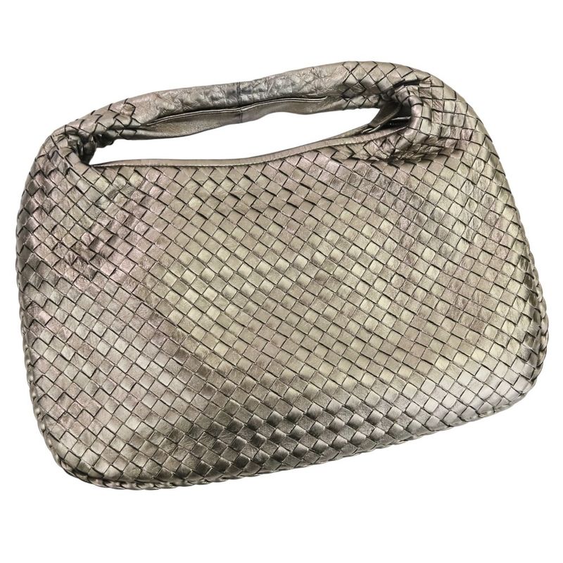 Good Bottega Veneta Intrecciato Leather Hobo One Shoulder Bag 115653 Metallic
