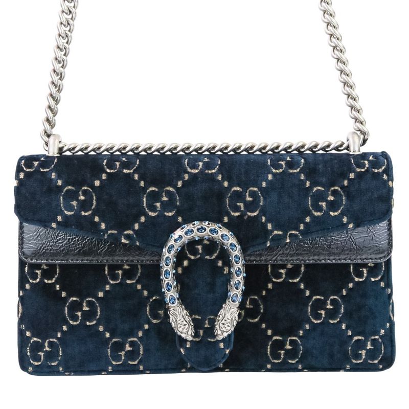 Gucci GG Velvet Dionysus Chain Shoulder Bag 499623 Navy Ladies Used