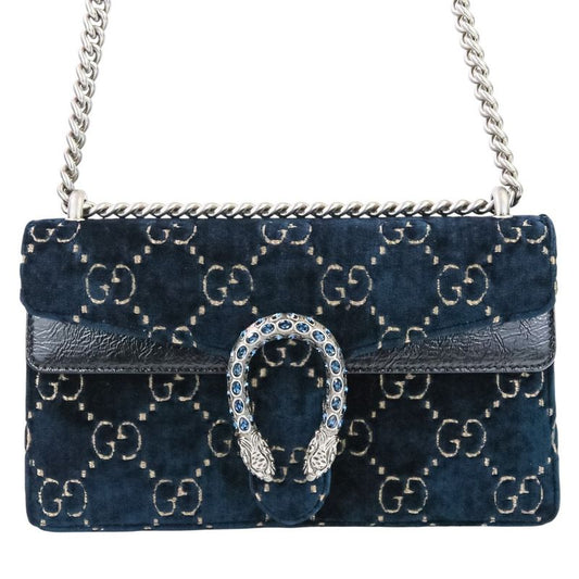 Gucci GG Velvet Dionysus Chain Shoulder Bag 499623 Navy Ladies Used