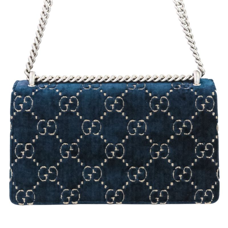 Gucci GG Velvet Dionysus Chain Shoulder Bag 499623 Navy Ladies Used