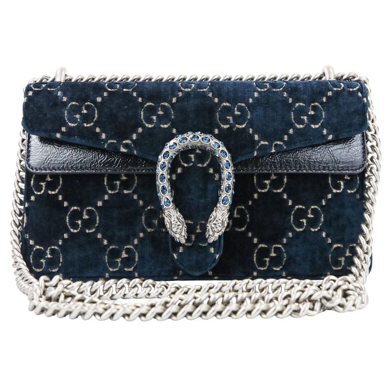 Gucci GG Velvet Dionysus Chain Shoulder Bag 499623 Navy Ladies Used