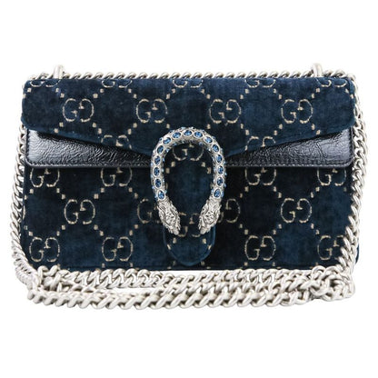 Gucci GG Velvet Dionysus Chain Shoulder Bag 499623 Navy Ladies Used