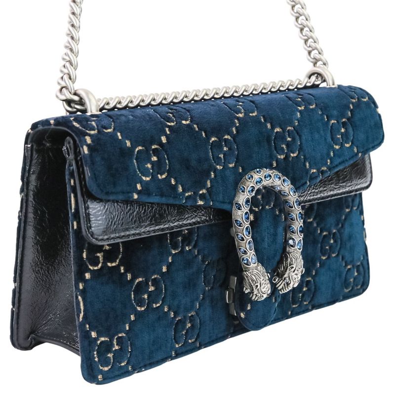 Gucci GG Velvet Dionysus Chain Shoulder Bag 499623 Navy Ladies Used