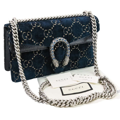 Gucci GG Velvet Dionysus Chain Shoulder Bag 499623 Navy Ladies Used
