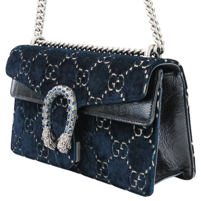 Gucci GG Velvet Dionysus Chain Shoulder Bag 499623 Navy Ladies Used