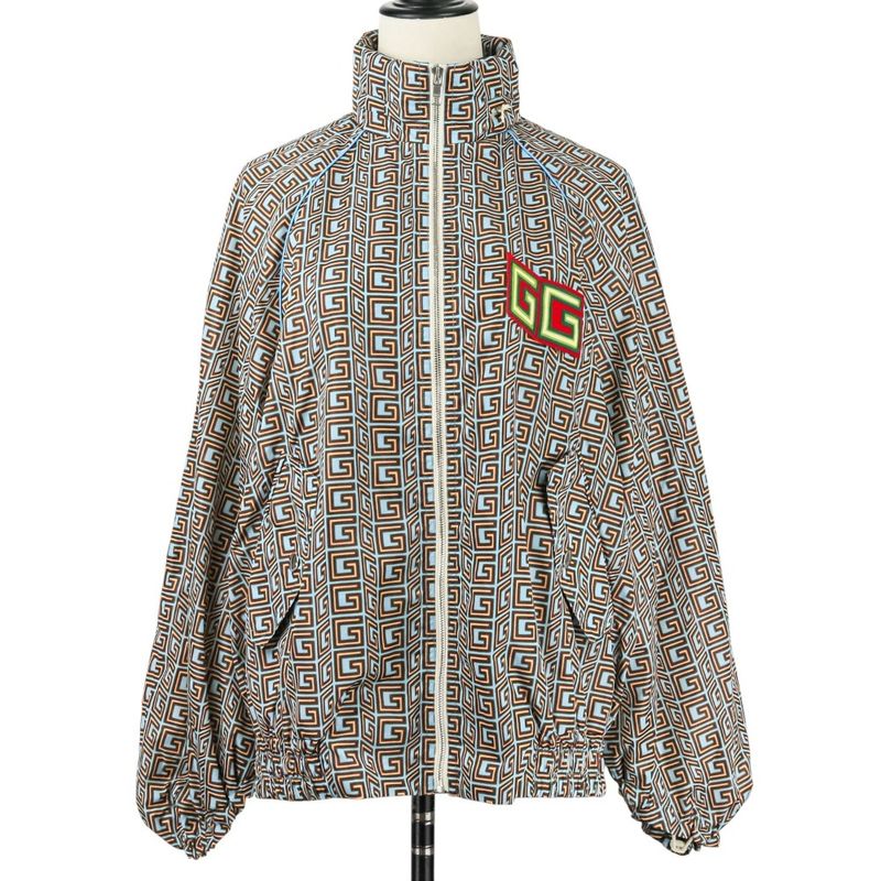 Gucci Zakco Lovelight Square G Nylon Blouson Jacket 703383 Size 40 Light Blue