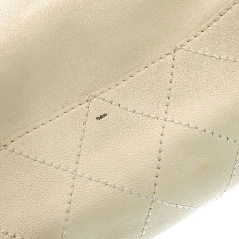 Chanel Coco Cabas Leather Shoulder Bag Handbag Chain Bag White Leather A33450