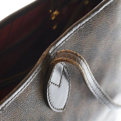 Louis Vuitton Damier Neverfull MM Tote Handbag Leather X PVC Brown N51105 Gold