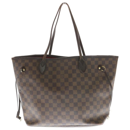 Louis Vuitton Damier Neverfull MM Tote Handbag Leather X PVC Brown N51105 Gold