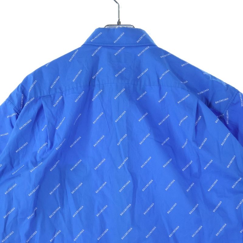 Balenciaga 18ss Logo Pattern Front Pocket Button-Down Short-Sleeved Shirt White