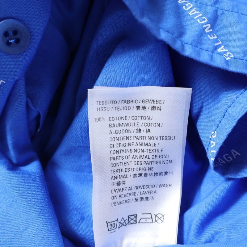 Balenciaga 18ss Logo Pattern Front Pocket Button-Down Short-Sleeved Shirt White