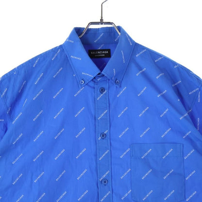 Balenciaga 18ss Logo Pattern Front Pocket Button-Down Short-Sleeved Shirt White