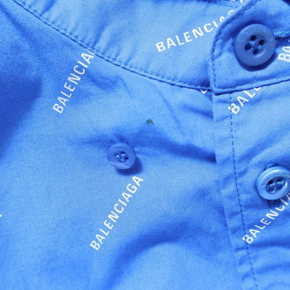 Balenciaga 18ss Logo Pattern Front Pocket Button-Down Short-Sleeved Shirt White