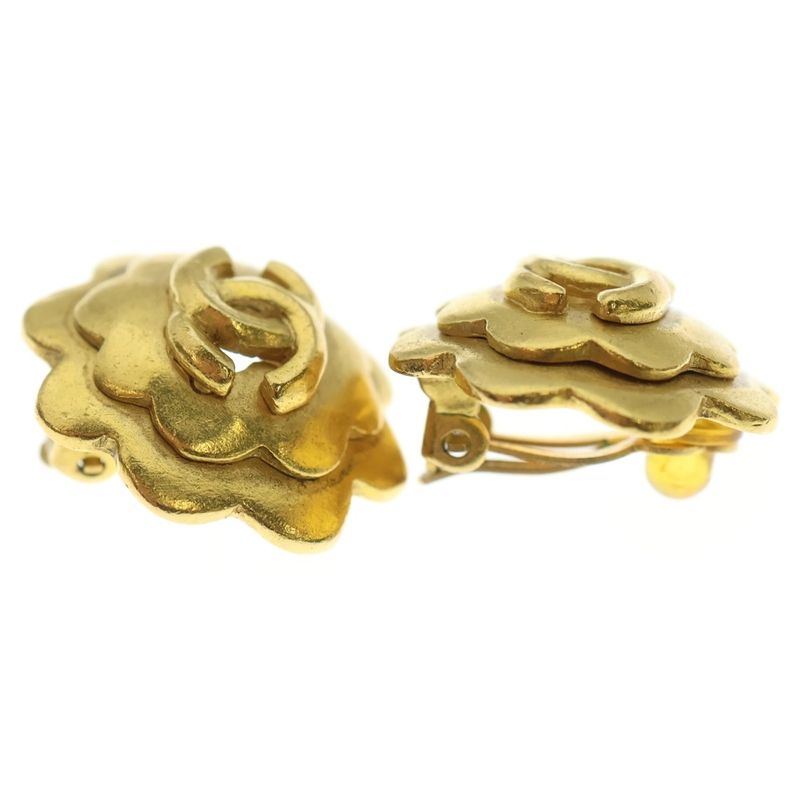 Chanel Coco Mark Design Earrings GP Gold