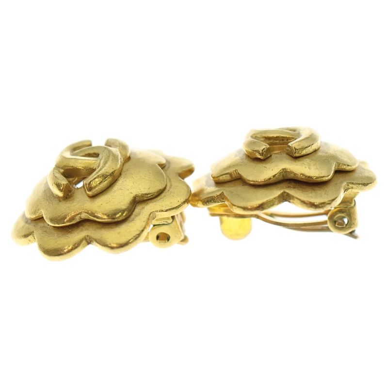 Chanel Coco Mark Design Earrings GP Gold