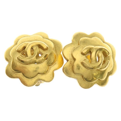 Chanel Coco Mark Design Earrings GP Gold