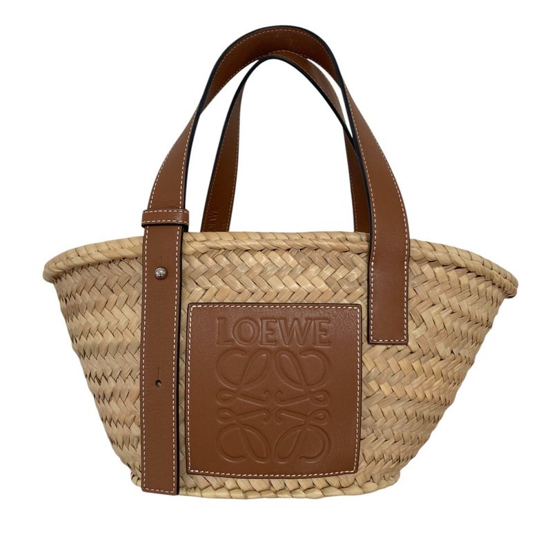 Loewe Anagram Leather Patch Handbag Basket Bag Small 327.02s93 Brown Ladies Used