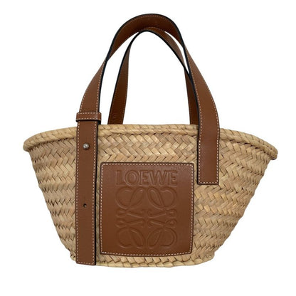 Loewe Anagram Leather Patch Handbag Basket Bag Small 327.02s93 Brown Ladies Used