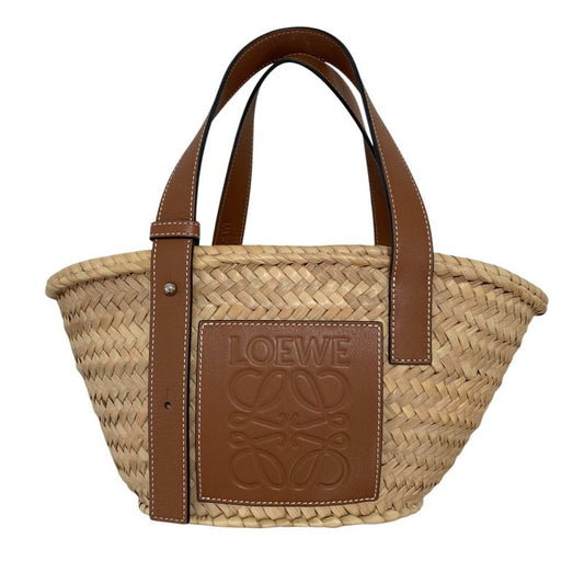 Loewe Anagram Leather Patch Handbag Basket Bag Small 327.02s93 Brown Ladies Used