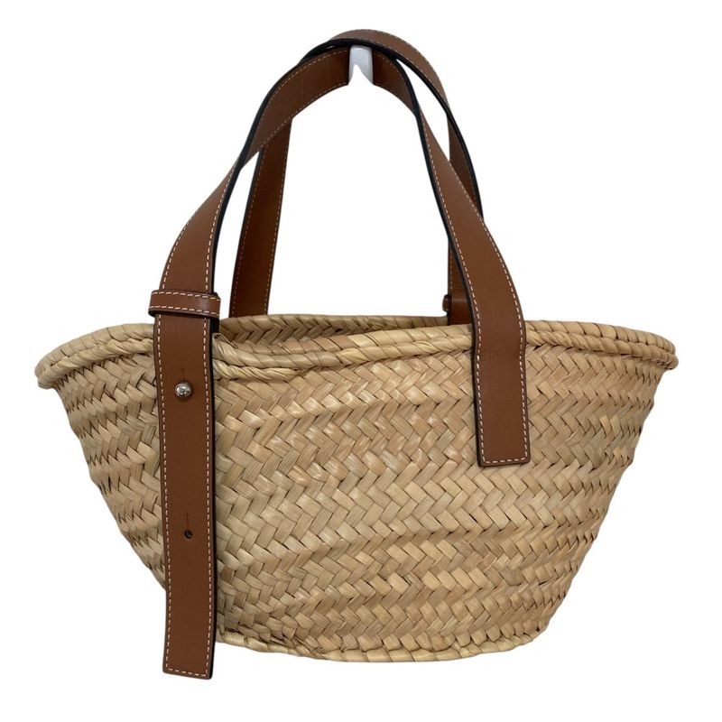 Loewe Anagram Leather Patch Handbag Basket Bag Small 327.02s93 Brown Ladies Used