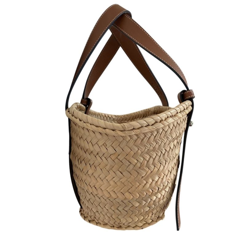 Loewe Anagram Leather Patch Handbag Basket Bag Small 327.02s93 Brown Ladies Used