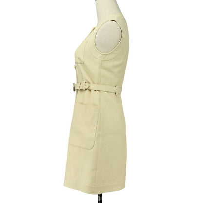 Good Gucci Double G Buckle Cady Silk Wool Long Vest Dress 609245 Size 36 Ivory