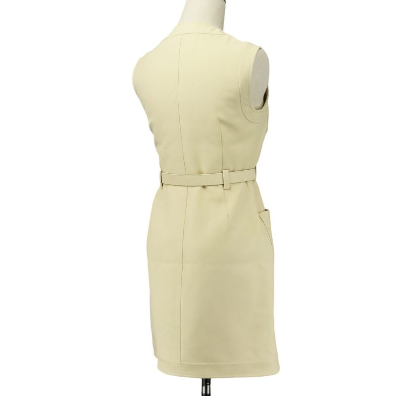 Good Gucci Double G Buckle Cady Silk Wool Long Vest Dress 609245 Size 36 Ivory