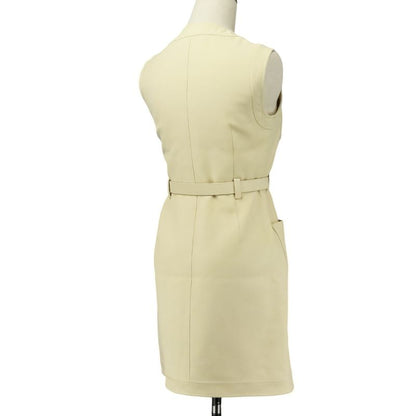 Good Gucci Double G Buckle Cady Silk Wool Long Vest Dress 609245 Size 36 Ivory