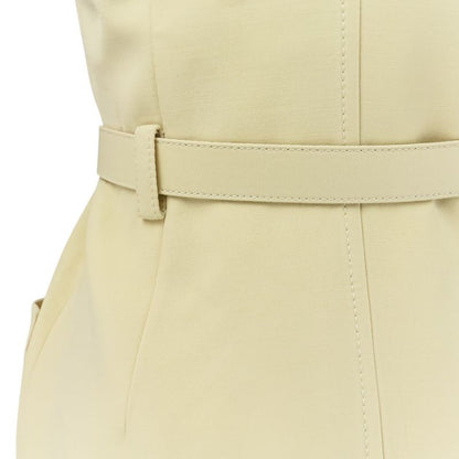 Good Gucci Double G Buckle Cady Silk Wool Long Vest Dress 609245 Size 36 Ivory