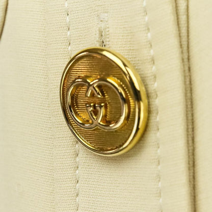 Good Gucci Double G Buckle Cady Silk Wool Long Vest Dress 609245 Size 36 Ivory