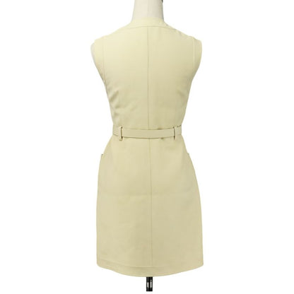 Good Gucci Double G Buckle Cady Silk Wool Long Vest Dress 609245 Size 36 Ivory