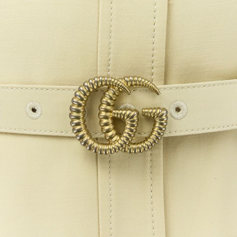 Good Gucci Double G Buckle Cady Silk Wool Long Vest Dress 609245 Size 36 Ivory