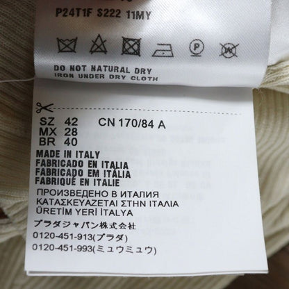 Prada Logo Silk Crew Neck Short Sleeve Knit Sweater Women's Ivory P24t1f S222