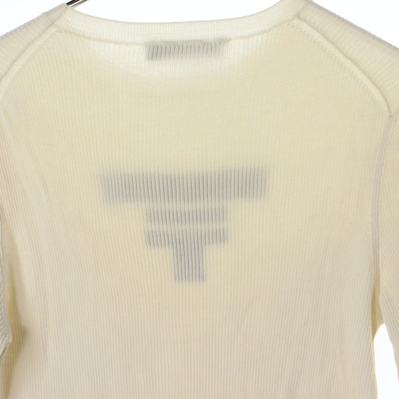 Prada Logo Silk Crew Neck Short Sleeve Knit Sweater Women's Ivory P24t1f S222