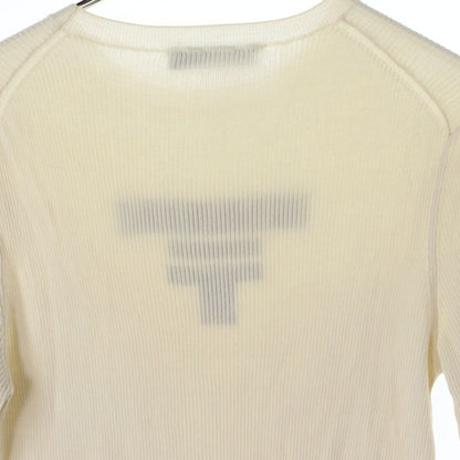 Prada Logo Silk Crew Neck Short Sleeve Knit Sweater Women's Ivory P24t1f S222