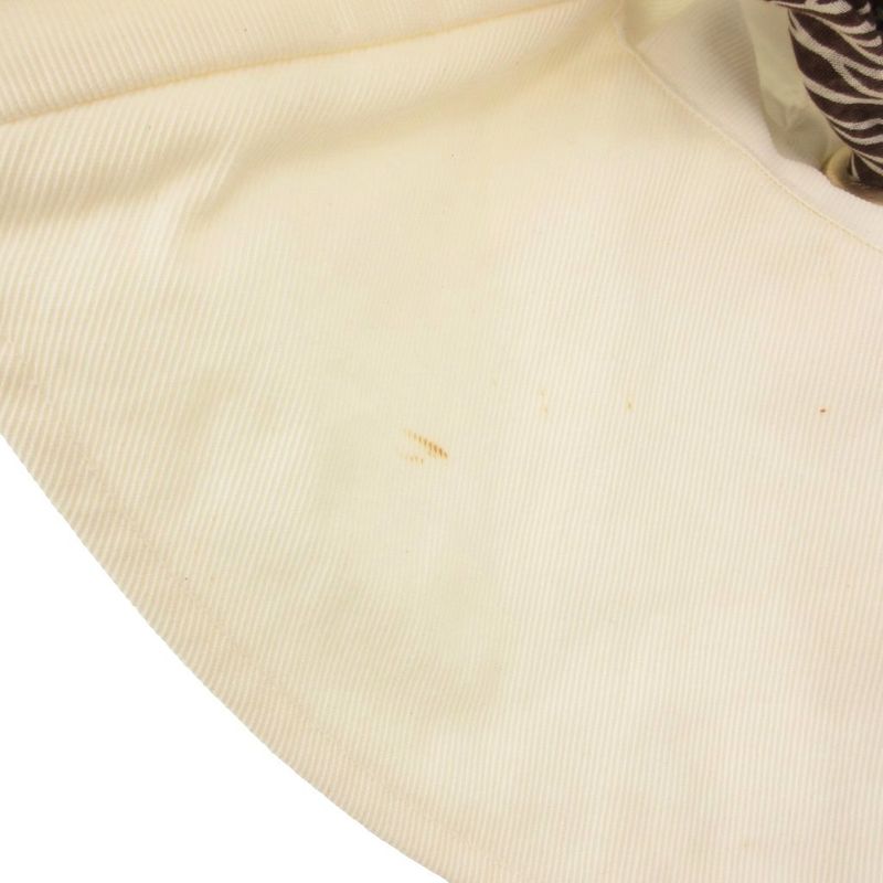 Chanel Hat Wide Brim Hat with Scarf Back Ribbon Made in Italy F White Brown Gv