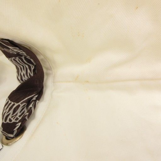 Chanel Hat Wide Brim Hat with Scarf Back Ribbon Made in Italy F White Brown Gv