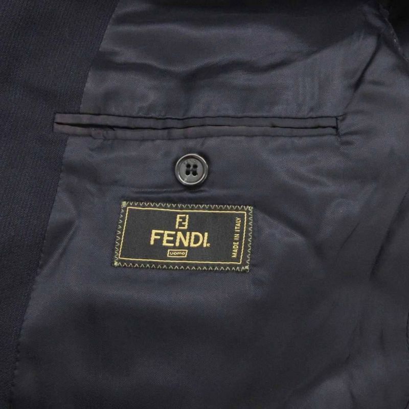 Fendi Uomo Vintage Suit Setup Double Jacket Pants Wool 50 Dark Navy Uo Mnk2