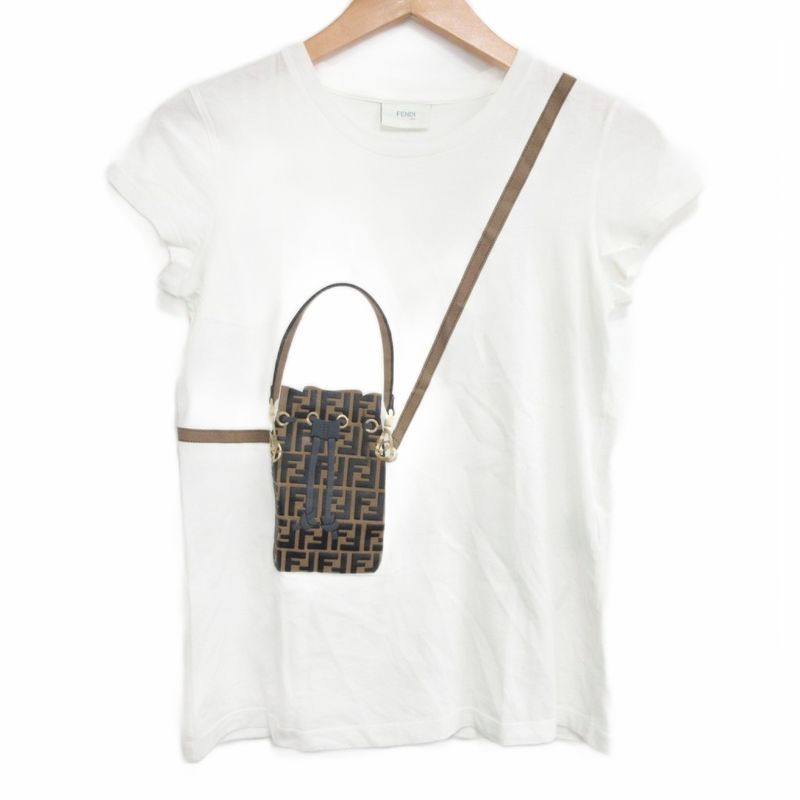 Fendi Kids Zucca Pattern Shoulder Bag Print T-Shirt Cut and Sleeve Short Sleeve