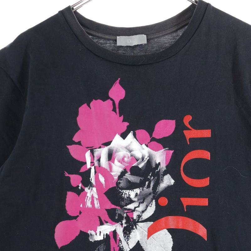 Dior Homme 18ss Rose Photographic Logo Print Crew Neck Short Sleeve T-Shirt Cut