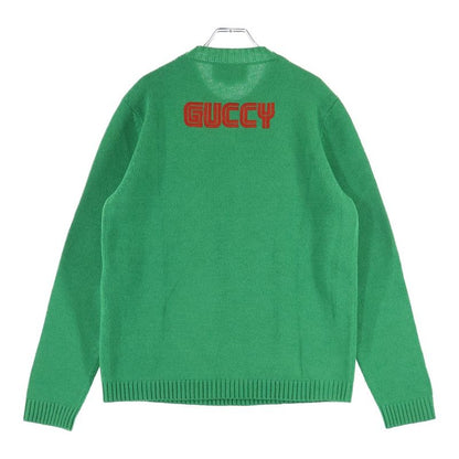 Gucci 18ss Bucks Bunny Crew Neck Knit Sweater Green 519445 X9s82