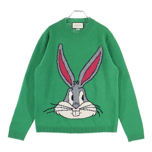 Gucci 18ss Bucks Bunny Crew Neck Knit Sweater Green 519445 X9s82
