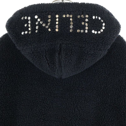 Celine Boa Fleece Hoodie Studded Triomphe Zip-Up Boa Hoodie Black 2y906699m