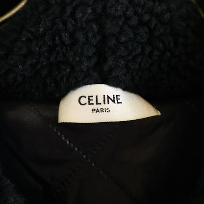 Celine Boa Fleece Hoodie Studded Triomphe Zip-Up Boa Hoodie Black 2y906699m