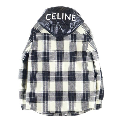 Celine 21aw Quilted Flannel Shirt Hooded Logo Blouson Hooded Jacket 2w4100010