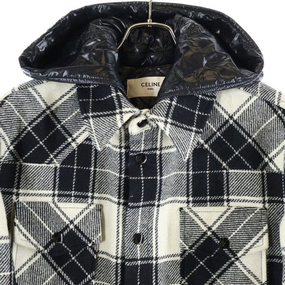 Celine 21aw Quilted Flannel Shirt Hooded Logo Blouson Hooded Jacket 2w4100010