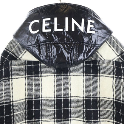 Celine 21aw Quilted Flannel Shirt Hooded Logo Blouson Hooded Jacket 2w4100010