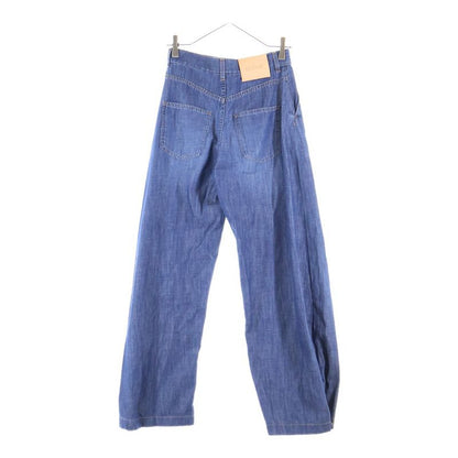 Loewe 24ss Balloon Trousers Hem Button Logo Leather Patch Denim Pants Jeans